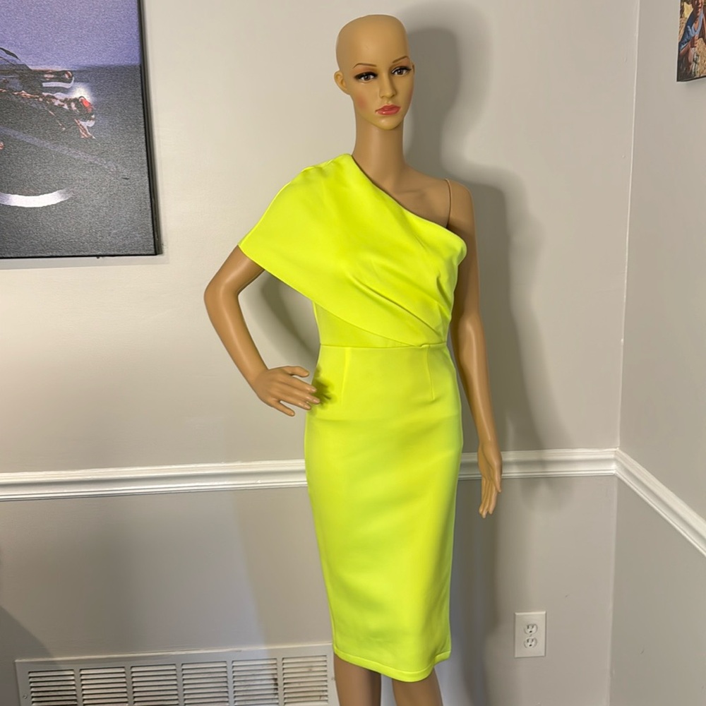 Fluorescent yellow neoprene dress